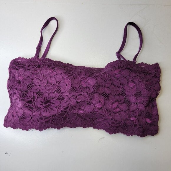 Sexy Purple Bralette Crop Top Lace Bandeau Adjustable Straps Removable Pad - NEW - Picture 11 of 12